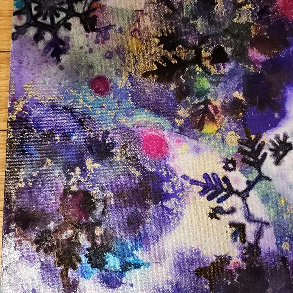 HANDCRAFTED Abstract Snowflake Colorful Painting HANDPAINTED Artwork Wall Decor